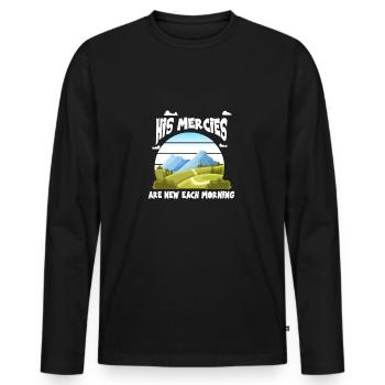 His Mercies Are New Each Morning Nature Mountains God - Men's Premium Organic Long Sleeve Shirt - black - Front - Nico (187cm)