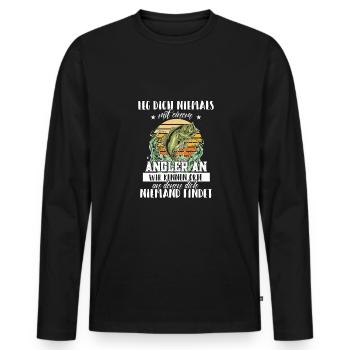 Meister mit Rute Angel Fischen Zubehör Geschenk - Männer Premium Bio Langarmshirt - Schwarz - Vorne - Nico (187cm)