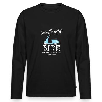 Wild Scooter Ride Scooter Scooter Outfit - Men's Premium Organic Long Sleeve Shirt - black - Front - Nico (187cm)