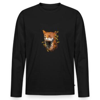 Fuchsgesicht Fuchs Fox Süß Schlau Aquarell - Männer Premium Bio Langarmshirt - Schwarz - Vorne - Nico (187cm)