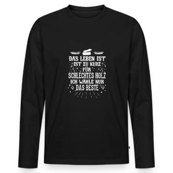 Das Beste Holz Forstwirt Waldarbeiter - Männer Premium Bio Langarmshirt - Schwarz - Vorne - Nico (187cm)