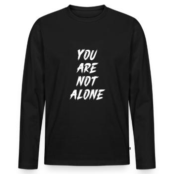 Du bist nicht Allein Christliches Damen Herren - Männer Premium Bio Langarmshirt - Schwarz - Vorne - Nico (187cm)