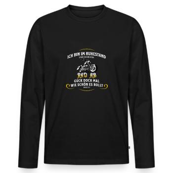 Rentner Motorrad Biker Spruch Ruhestand - Männer Premium Bio Langarmshirt - Schwarz - Vorne - Nico (187cm)