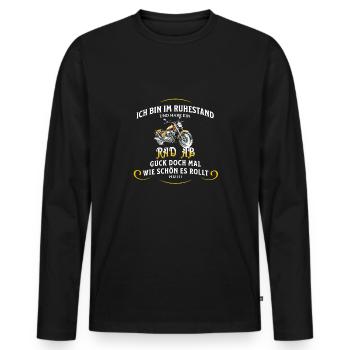 Biker Ruhestand Motorrad Lustige Geschenkidee - Männer Premium Bio Langarmshirt - Schwarz - Vorne - Nico (187cm)