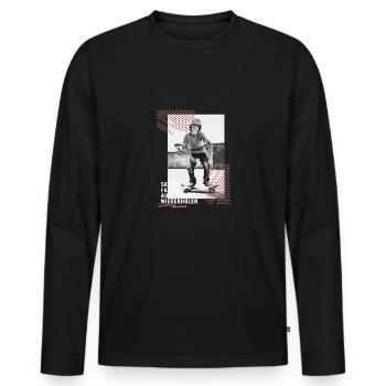 Skateboard Design Jungen Skateboarder - Männer Premium Bio Langarmshirt - Schwarz - Vorne - Nico (187cm)