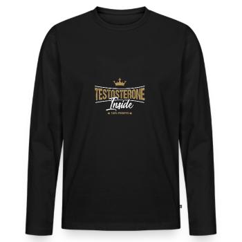 Testosterone Party Pumper Man Gift Fitness - Men's Premium Organic Long Sleeve Shirt - black - Front - Nico (187cm)