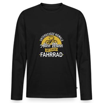 Unterschätze Niemals Einen Alten Mann Mit Rennrad - Männer Premium Bio Langarmshirt - Schwarz - Vorne - Nico (187cm)