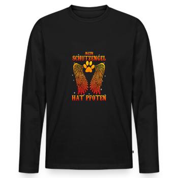 Mein Schutzengel hat Pfoten - Männer Premium Bio Langarmshirt - Schwarz - Vorne - Nico (187cm)