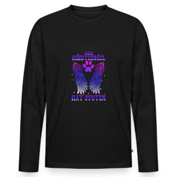 Mein Schutzengel hat Pfoten - Männer Premium Bio Langarmshirt - Schwarz - Vorne - Nico (187cm)