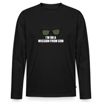 I m on a mission from God White - Männer Premium Bio Langarmshirt - Schwarz - Vorne - Nico (187cm)