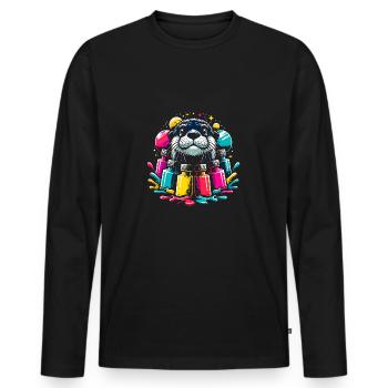 Funny otter with lots of bright colors - Men's Premium Organic Long Sleeve Shirt - black - Front - Nico (187cm)