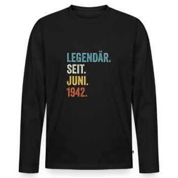 80 Jahre Legendär Seit Juni 1942 80. Geburtstag - Männer Premium Bio Langarmshirt - Schwarz - Vorne - Nico (187cm)