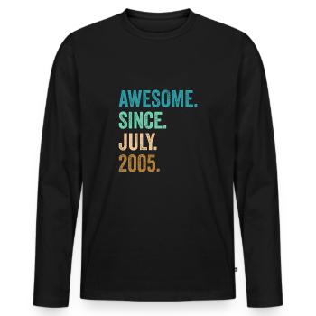 Génial depuis juillet 2005 17ème anniversaire - T-shirt manches longues Premium bio Homme - noir - Devant - Nico (187cm)