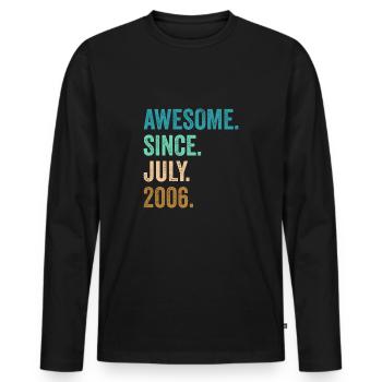 Génial depuis juillet 2006 16ème anniversaire - T-shirt manches longues Premium bio Homme - noir - Devant - Nico (187cm)
