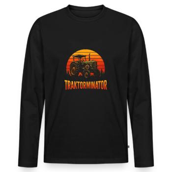 Lustiges Landwirt und Traktor Design - Männer Premium Bio Langarmshirt - Schwarz - Vorne - Nico (187cm)