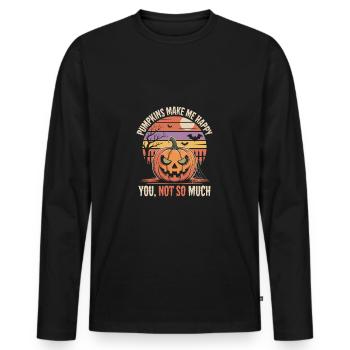 Lustiges Halloween Design mit Kürbis - Männer Premium Bio Langarmshirt - Schwarz - Vorne - Nico (187cm)