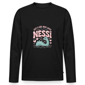 Juste une fille qui aime Nessi - T-shirt manches longues Premium bio Homme - noir - Devant - Nico (187cm)