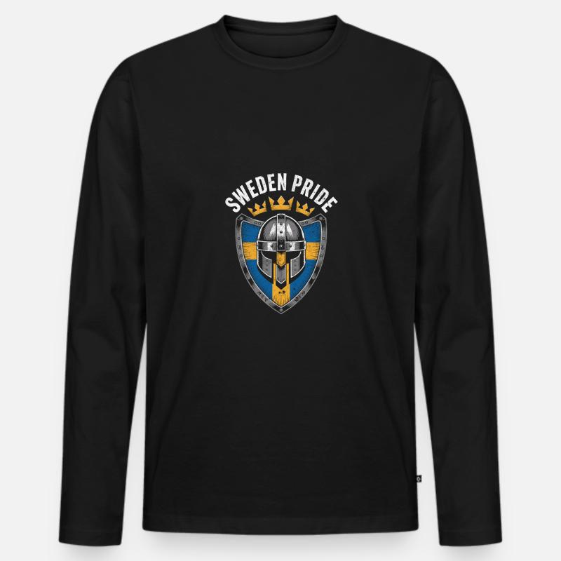 Sweden Pride - Männer Premium Bio Langarmshirt - Schwarz