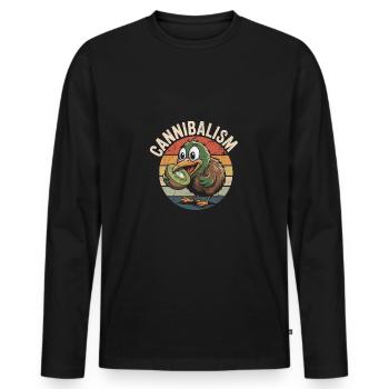 Lustiges Kiwi Cannibalism - Männer Premium Bio Langarmshirt - Schwarz - Vorne - Nico (187cm)