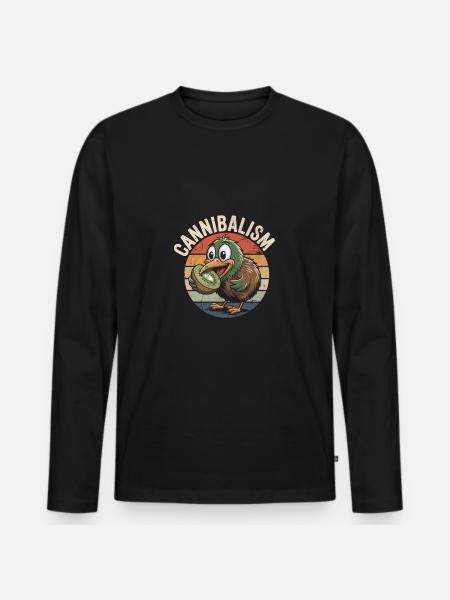 Fun Kiwi Cannibalism - Men's Premium Organic Long Sleeve Shirt - black