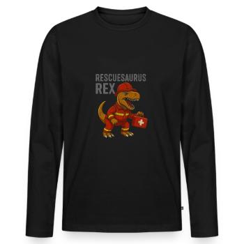 Rescuesaurus Rescuer Dinosaur - Men's Premium Organic Long Sleeve Shirt - black - Front - Nico (187cm)