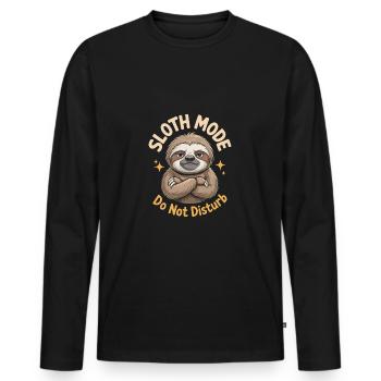 Sloth Mode Lustiges Faultier - Männer Premium Bio Langarmshirt - Schwarz - Vorne - Nico (187cm)