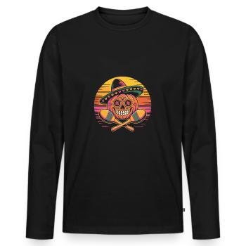 Citrouille Cinco de Mayo - T-shirt manches longues Premium bio Homme - noir - Devant - Nico (187cm)