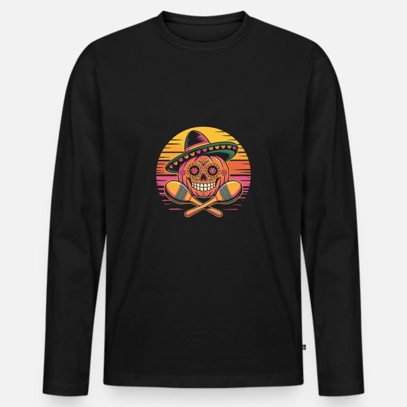 Cinco de Mayo Pumpkin - Männer Premium Bio Langarmshirt - Schwarz
