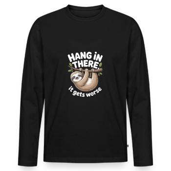 Accroche-toi là-bas drôle de paresseux - T-shirt manches longues Premium bio Homme - noir - Devant - Nico (187cm)