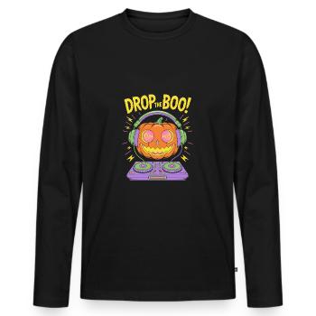 drop the boo EDM HalloweenDJ Pumpkin - Men's Premium Organic Long Sleeve Shirt - black - Front - Nico (187cm)