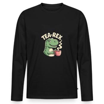 Lustiges Tee Design mit Tea rex - Männer Premium Bio Langarmshirt - Schwarz - Vorne - Nico (187cm)