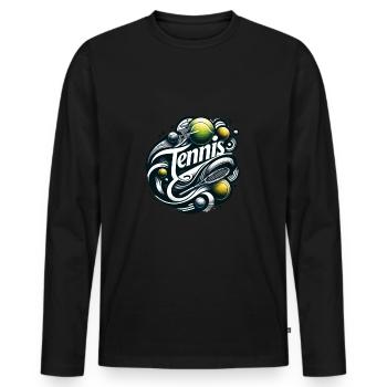 Tennis is the sport for men and women - Men's Premium Organic Long Sleeve Shirt - black - Front - Nico (187cm)