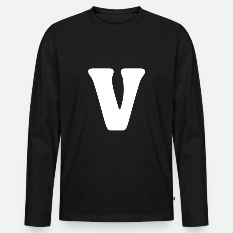 V - Männer Premium Bio Langarmshirt - Schwarz