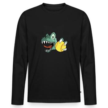 T-Rex Dinosaur Softball - T-shirt manches longues Premium bio Homme - noir - Devant - Nico (187cm)