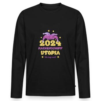 Ship of Fools Utopia 2024 - Men's Premium Organic Long Sleeve Shirt - black - Front - Nico (187cm)
