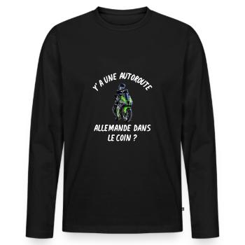 y'a une autoroute allemande dans le coin - T-shirt manches longues Premium bio Homme - noir - Devant - Nico (187cm)