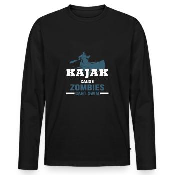 Kayak, Canoe, Paddling, River-Adventure, Zombie-Kayak - Men's Premium Organic Long Sleeve Shirt - black - Front - Nico (187cm)