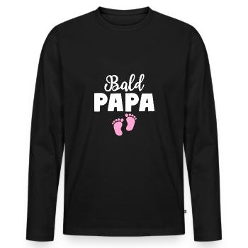 Bald Papa Tochter Baby Vater - Männer Premium Bio Langarmshirt - Schwarz - Vorne - Nico (187cm)