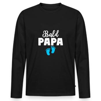 Bald Papa Sohn Baby Vater - Männer Premium Bio Langarmshirt - Schwarz - Vorne - Nico (187cm)