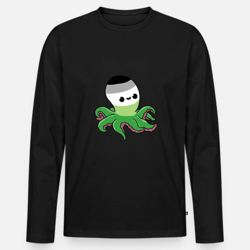 Aromantic Pride Oktopus - Männer Premium Bio Langarmshirt - Schwarz