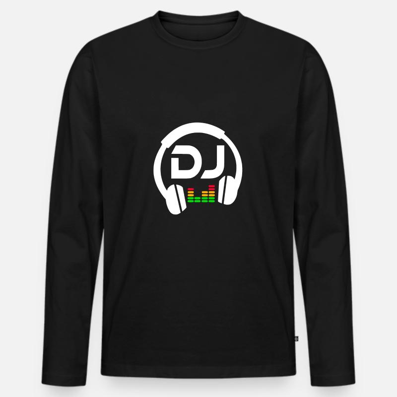 DJ Headphone - Männer Premium Bio Langarmshirt - Schwarz