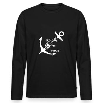 Captain ahoy pirate "anchor lifted" boatswain - Men's Premium Organic Long Sleeve Shirt - black - Front - Nico (187cm)