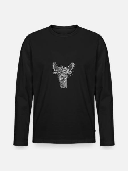 Alpaca Black White - Men's Premium Organic Long Sleeve Shirt - black