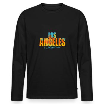 California Los Angeles - Männer Premium Bio Langarmshirt - Schwarz - Vorne - Nico (187cm)