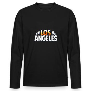 California Los Angeles - Männer Premium Bio Langarmshirt - Schwarz - Vorne - Nico (187cm)