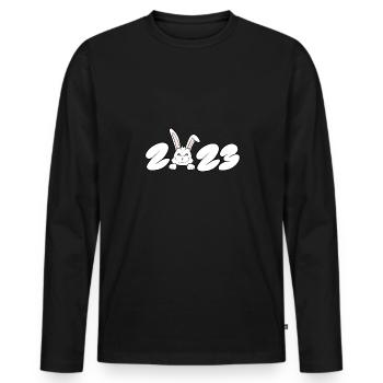 Das Jahr des Hasen 2023 - Männer Premium Bio Langarmshirt - Schwarz - Vorne - Nico (187cm)