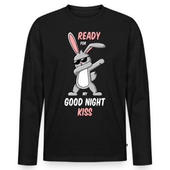 Dabbing Rabbit Good Night Shirt - Men's Premium Organic Long Sleeve Shirt - black - Front - Nico (187cm)