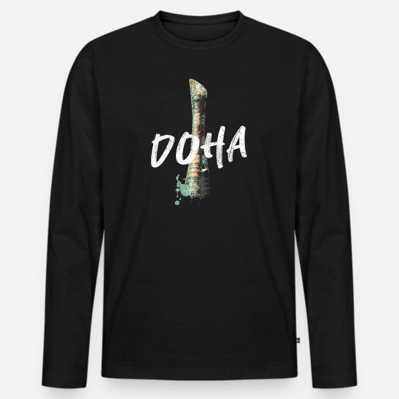 Sheikh Khalifa Stadium, Doha - Men's Premium Organic Long Sleeve Shirt - black