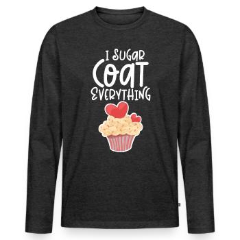 I Sugar Coat Everything - T-shirt manches longues Premium bio Homme - anthracite chiné - Devant - Nico (187cm)
