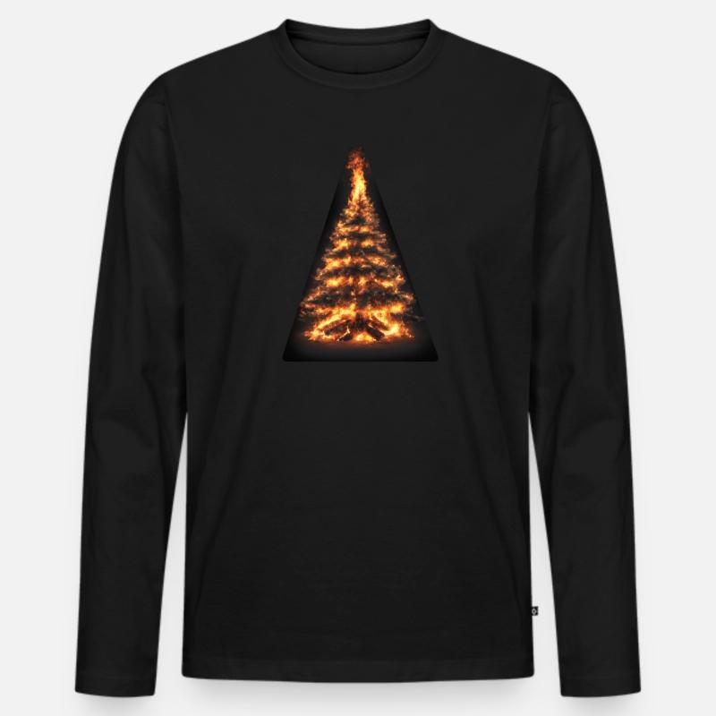 Feuriger Weihnachtsbaum - Männer Premium Bio Langarmshirt - Schwarz